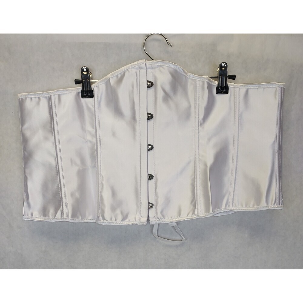 Under Bust Corset Waist Cincher US 20-22 6X White Satin Lace up Back Busk Front